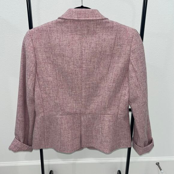 Talbots Women's 4P Pink 100% Wool Peplum 3 Button Polyester Lined Blazer - Picture 2 of 6
